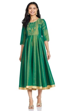 Aurelia Women's polyester Limage Printed Flared Dress Ankle Length