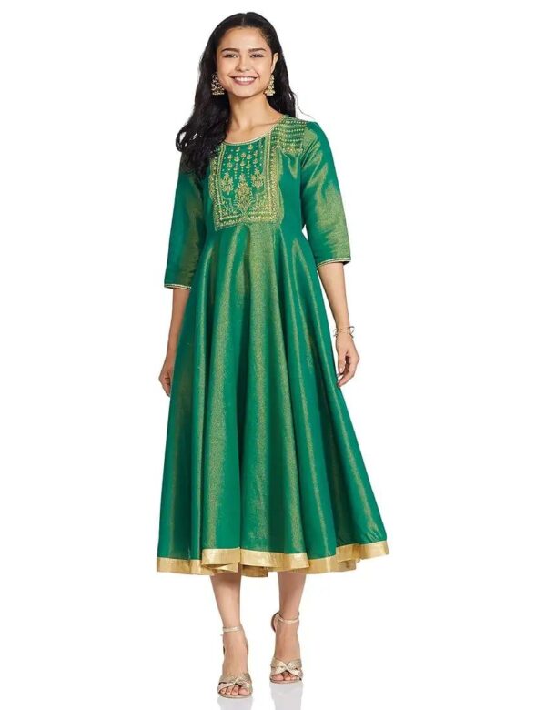 Aurelia Women's polyester Limage Printed Flared Dress Ankle Length