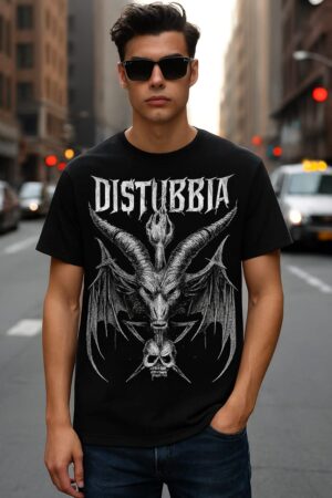 Black and white Dark demon tshirt with plain black back (Copy)
