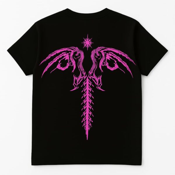 Black and violet fire retro tshirt with designed back - Image 2