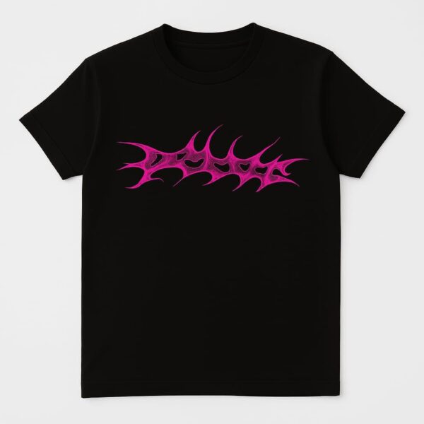 Black and violet fire retro tshirt with designed back - Image 3